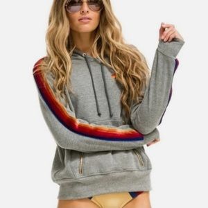 SOLD Aviator Nation Velvet 5 Stripe Grey Hoodie size XS
